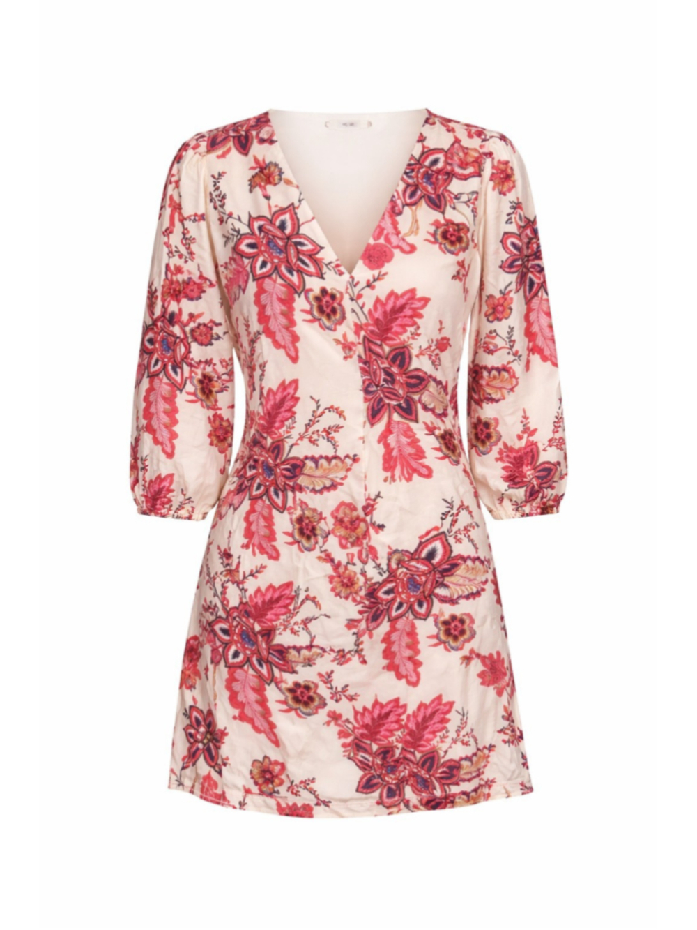 LOFT Floral Mini Dress Size S NWT Pink Cream Boho V Neck Puff Sleeve